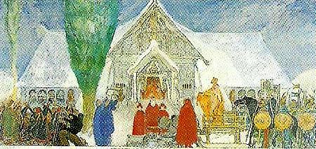 Carl Larsson upsala tempel-midvintersblot Sweden oil painting art